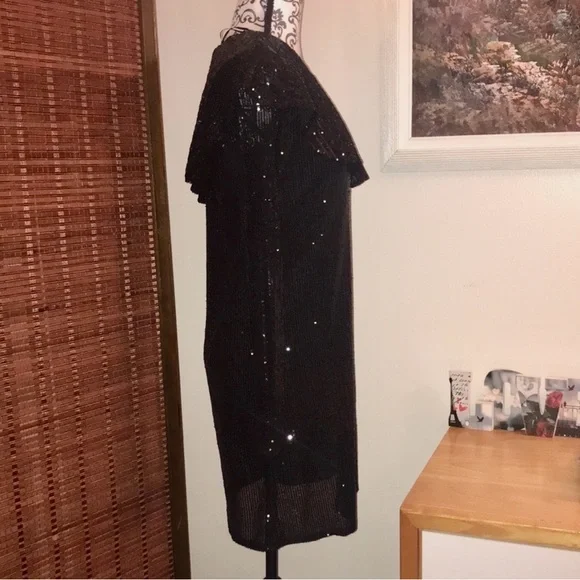 NWT Nasty Gal One Shoulder Black Sequin Party Dress - Medium - Picture 8 of 12